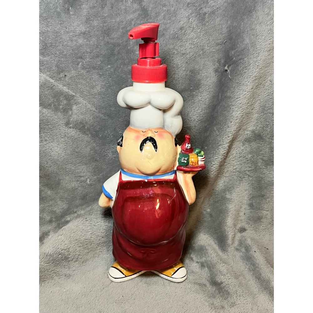 Tracy Flickinger CIC Chef Soap Dispenser Ceramic Whimsical Kitchen Decor